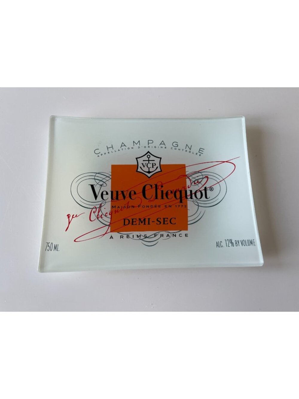 Veuve Clicquot Glass Tray Trinket Dish Bowl Plate Ashtray 6.25 x 4.75"